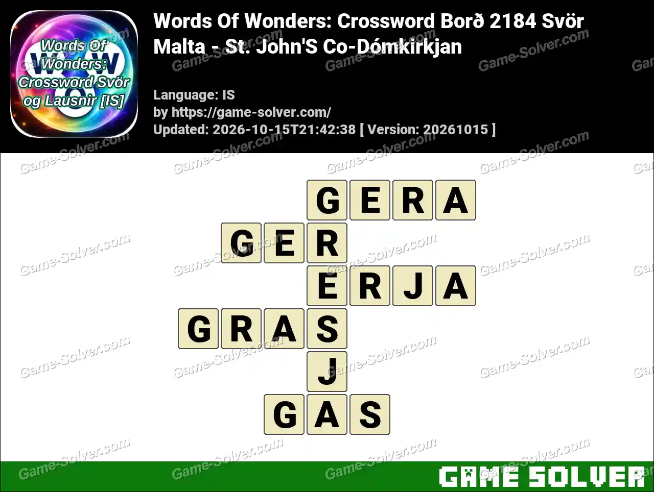 Words Of Wonders: Crossword Borð 2184 Svör – Malta – St. John’S Co-Dómkirkjan
